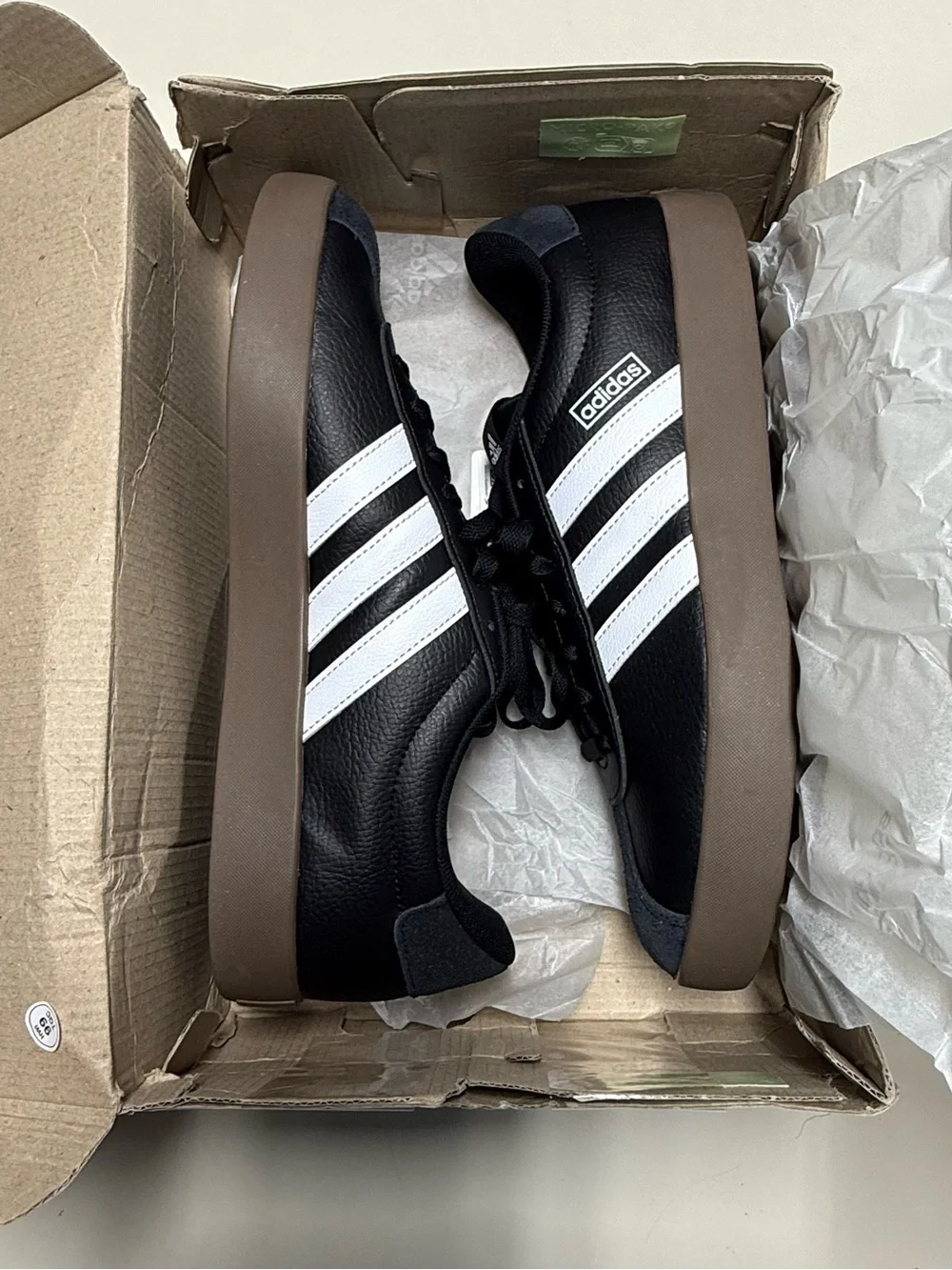 adidas VL Court 3.0 Men’s Low Top Lace-Up Leather Sneaker Black/White ID6286